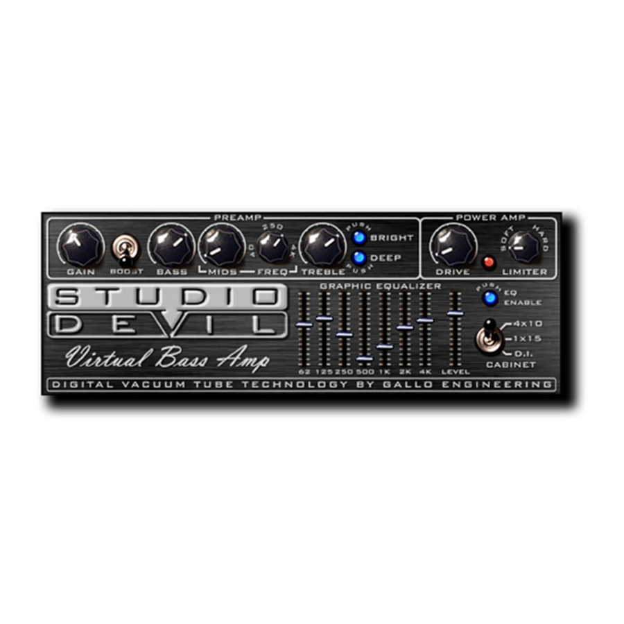 Gallo Virtual Bass Amp Studio Devil Manual do utilizador