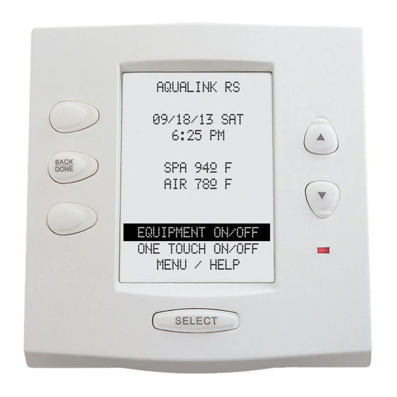 Jandy AquaLink RS One Touch 7953 Kaart voor snelle evaluatie