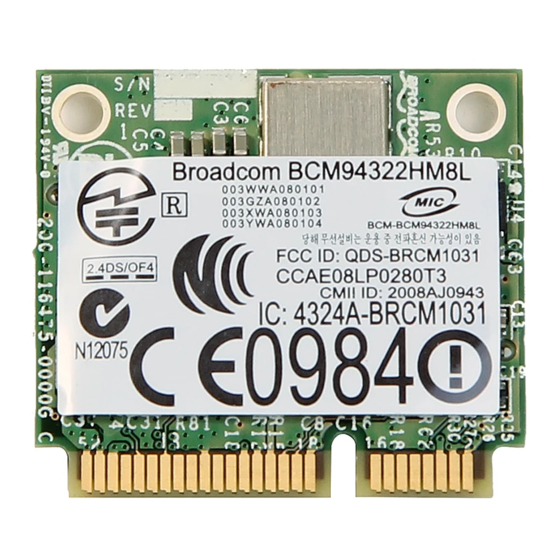 Broadcom BCM94322HM8L Manuel de l'utilisateur