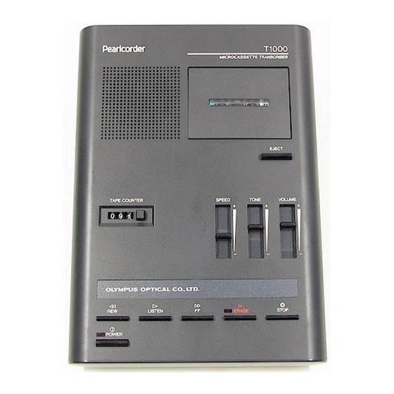 Olympus T1000 - Pearlcorder Microcassette Transcriber Instrukcja obsługi