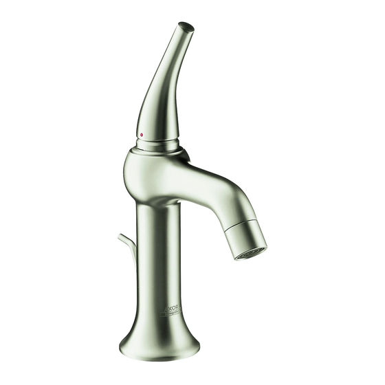 Axor Terrano Tall Lavatory Mixer 37020XX1 Handleiding voor installatie-instructies