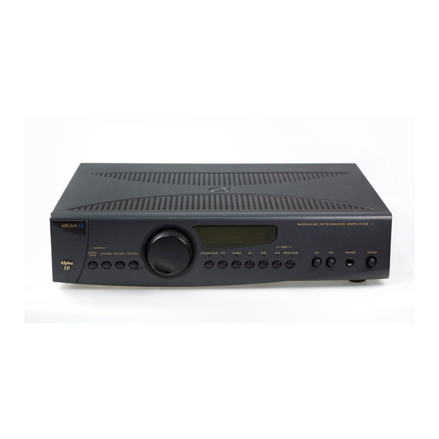 Arcam Amplifier Alpha 10/10P Manual