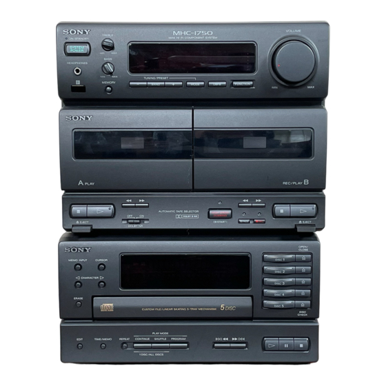 Sony MHC-1750 - Hifi Bookshelf System Manuale di istruzioni per l'uso