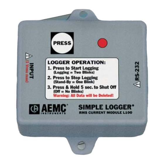 AEMC instruments SIMPLE LOGGER L100 Quick Start Manual