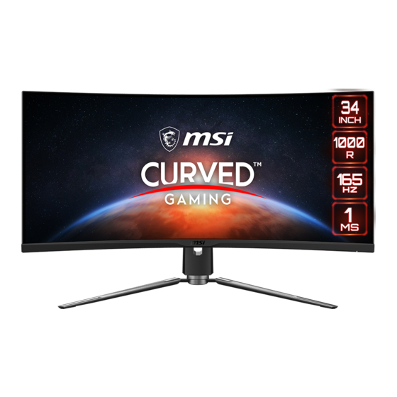 MSI MPG ARTYMIS 343CQR Hızlı Başlangıç Kılavuzu