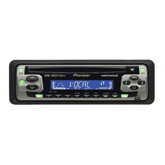 Pioneer DEH 1500 - Car CD Player MOSFET 50Wx4 Super Tuner 3 AM/FM Radio Kurulum Kılavuzu