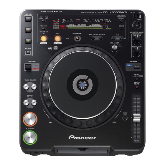 Pioneer CDJ 1000MK3 - Professional CD/MP3 Turntable Manuel d'utilisation