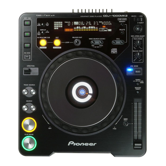 Pioneer CDJ-1000MK2 Operating Instructions Manual