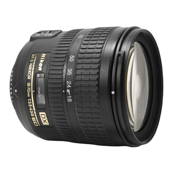 Nikon 1870 - 18-70mm F/3.5-4.5G ED IF AF-S DX Nikkor Zoom Lens Gebruiksaanwijzing