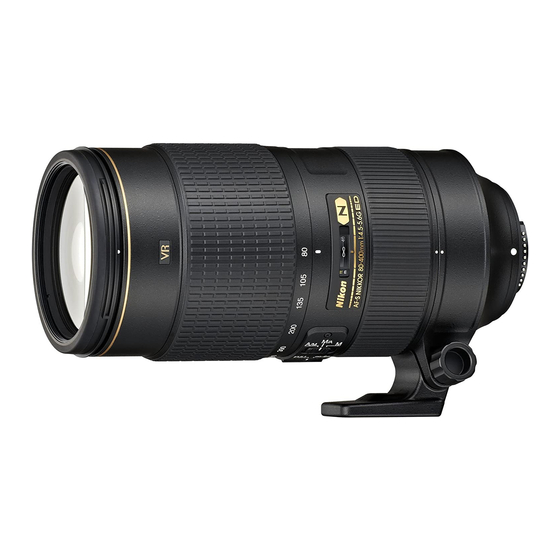 Nikon AF VR Zoom-Nikkor 80-400mm f/4.5-5.6D ED Instruction Manual