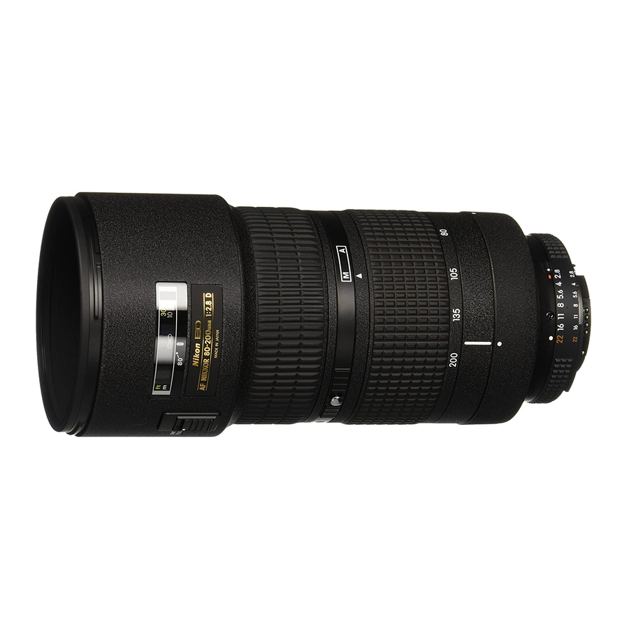 Nikon AF Zoom-Nikkor ED 80–200mm f/2.8D Manual del usuario