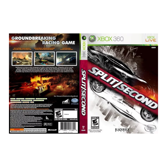 Disney Split/Second for Xbox 360 Посібник користувача