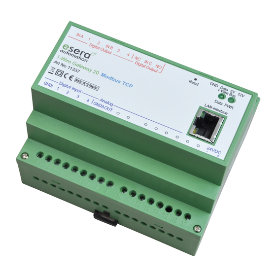 esera automation 1-Wire Gateway 20 Modbus TCP 사용자 설명서