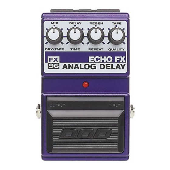 DOD Echo FX96 Analog Delay Instructieboekje