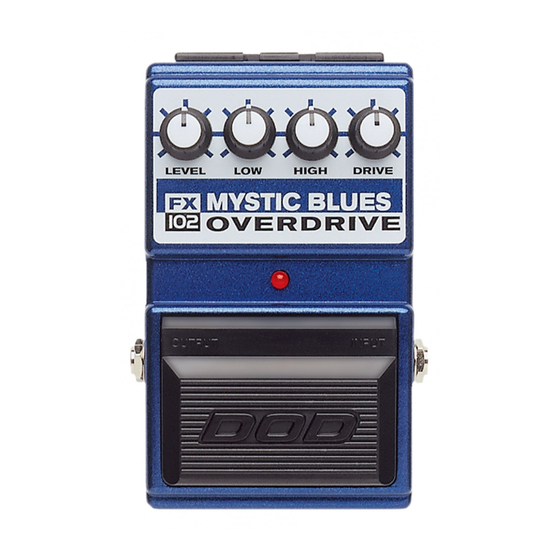 DOD FX 102 Mystic Blues Overdrive 매뉴얼